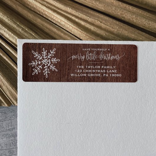 Grote Rustische Snowflake kerst Etiket