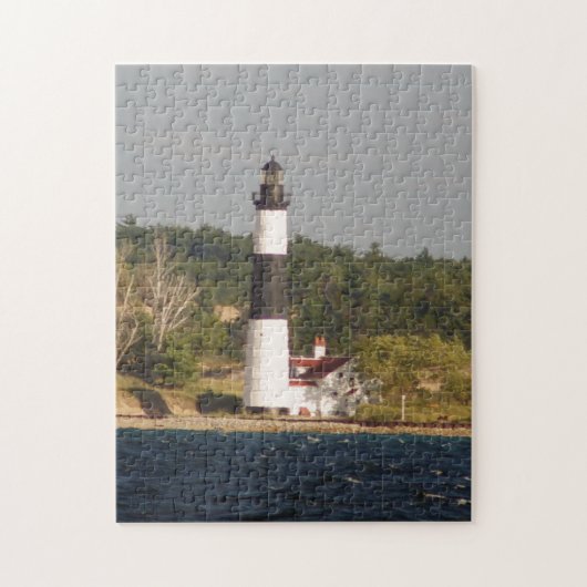 Grote Sable Point Lighthouder uit water Legpuzzel (Verticaal)