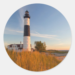Grote Sable Point Lighthouse aan Lake Michigan 3 Ronde Sticker