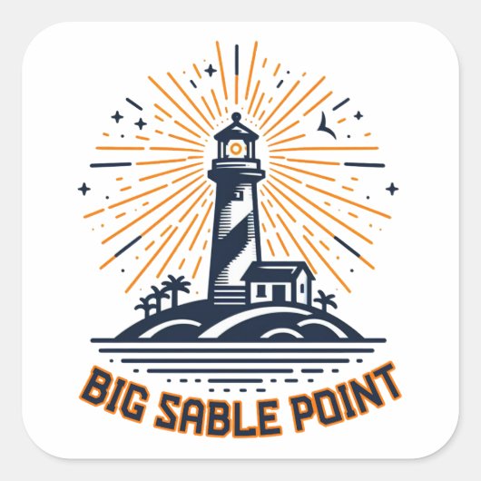 Grote Sable Point Lighthouse Zonsopgang Vierkante Sticker (Voorkant)