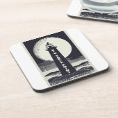 Grote Sable Point Michigan Vuurtoren Maan Bier Onderzetter (Linkerzijde)