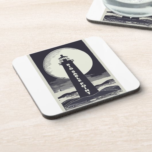 Grote Sable Point Michigan Vuurtoren Maan Bier Onderzetter (Linkerzijde)