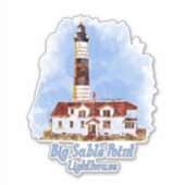Grote Sable Point Vuurtoren Aquarel - Michigan Sticker (Voorkant)