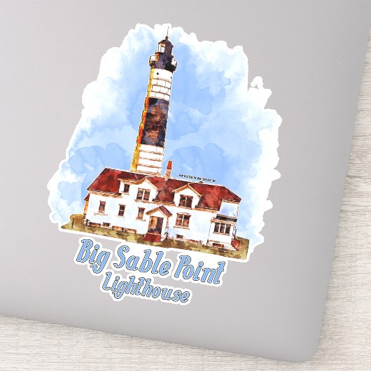 Grote Sable Point Vuurtoren Aquarel - Michigan Sticker