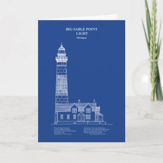 Grote Sable Point Vuurtoren - Michigan - AD Bedankkaart (Voorkant)