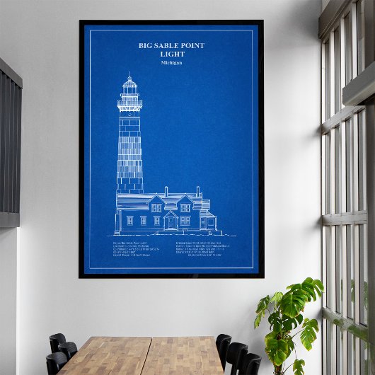 Grote Sable Point Vuurtoren - Michigan - AD Canvas Afdruk