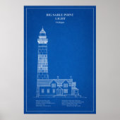 Grote Sable Point-vuurtoren - Michigan – AD Poster (Voorkant)