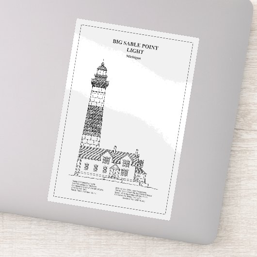 Grote Sable Point vuurtoren - Michigan - BD Sticker (Detail)