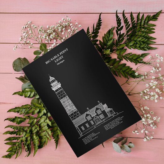 Grote Sable Point vuurtoren - Michigan - PD Briefkaart