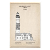 Grote Sable Point Vuurtoren - Michigan - SBD Foto Afdruk (Voorkant)