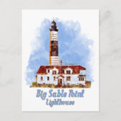Grote Sable Point vuurtoren Waterverf - Michigan Briefkaart (Voorkant)
