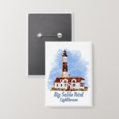 Grote Sable Point vuurtoren Waterverf - Michigan Button (Voorkant / Achterkant)