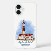 Grote Sable Point vuurtoren Waterverf - Michigan Case-Mate iPhone Case (Achterkant)