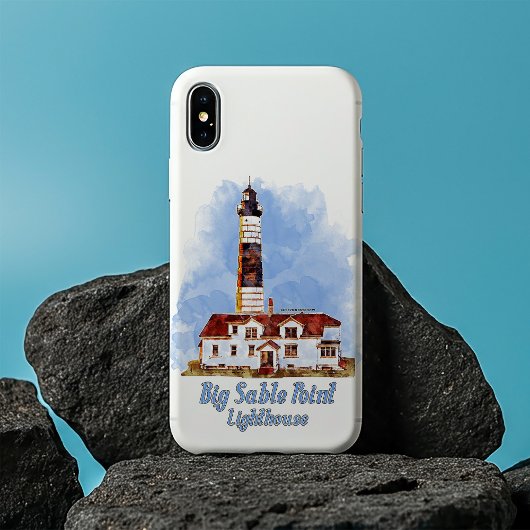 Grote Sable Point vuurtoren Waterverf - Michigan Case-Mate iPhone Case
