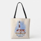 Grote Sable Point vuurtoren Waterverf - Michigan Tote Bag (Achterkant)