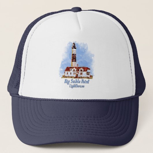 Grote Sable Point vuurtoren Waterverf - Michigan Trucker Pet (Voorkant)