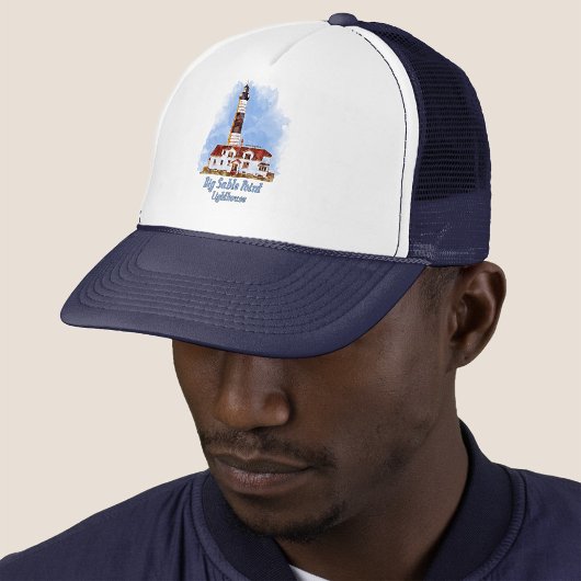 Grote Sable Point vuurtoren Waterverf - Michigan Trucker Pet