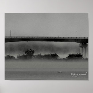 Grote Sacandaga Batchellerville-brug in mist Poster