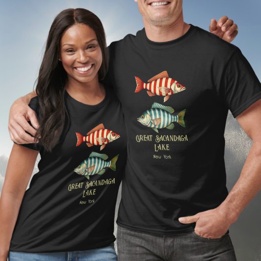 Grote Sacandaga Lake New York nautische vis T-shirt