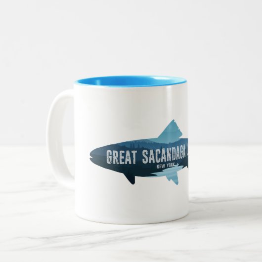 Grote Sacandaga Lake New York vis Tweekleurige Koffiemok (Voorkant links)