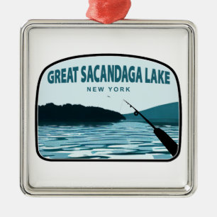 Grote Sacandaga Lake New York Vistanghengel Metalen Ornament