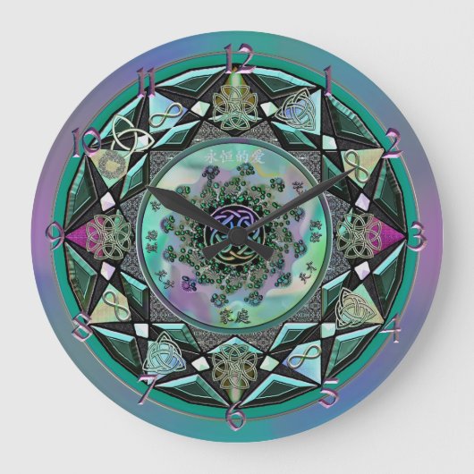 Grote Sage Celtic Mystical Mandala Wall klok (Voorkant)