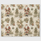 Grote Santa Retro Gold Cadeaupapier (Vlak)