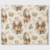 Grote Santa Retro Gold Cadeaupapier (Vlak)