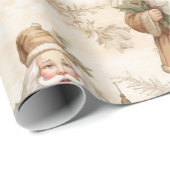 Grote Santa Retro Gold Cadeaupapier (Rol Hoek)