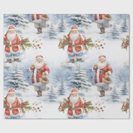 Grote Santa Snow Cadeaupapier (Vlak)