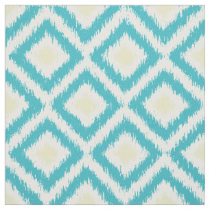 Grote schaal Aqua Yellow Ikat Diamonds Patroon Stof