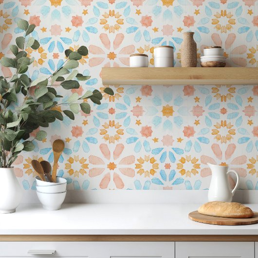 Grote schaal Morrocan waterverf roze blauw Tegeltje