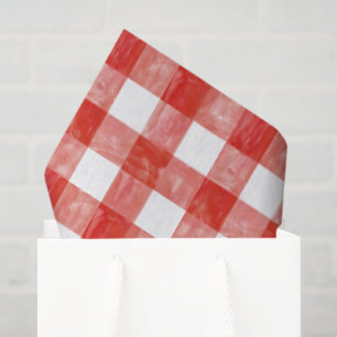Grote Schaal Rode Waterverf Gingham Tissuepapier