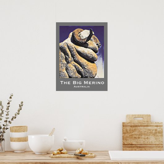 Grote schaap grote Merino Australian retro reisdru Poster (Keuken)