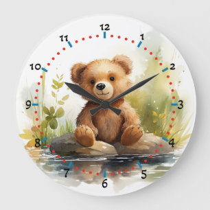 Grote schattige Teddy Bear wandklok knuffelig