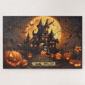 Grote Schattigee Happy Halloween spookhuis puzzel (Horizontaal)