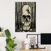 Grote schedel in het bos | AI Art Poster (Thuiskantoor)