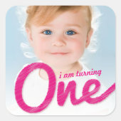 Grote schets één meisje 1e verjaardagsfeestje favo vierkante sticker (Voorkant)