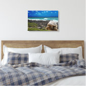 Grote schildpad aan de rand van het zee canvas afdruk (Insitu (Slaapkamer))