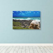 Grote schildpad aan de rand van het zee canvas afdruk (Insitu (Houten vloer))