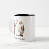 Grote schok voor een patiënt tweekleurige koffiemok (Voorkant links)