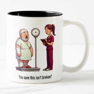 Grote schok voor een patiënt tweekleurige koffiemok