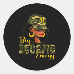 Grote Schorpioen Energie Camouflage Zwarte Vrouwen Ronde Sticker