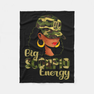 Grote Schorpioen Energie Zwarte Vrouw Camo Cap Hoe Fleece Deken