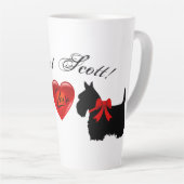 "Grote Schot !",Schotse Terrier/rode liefdeshart Latte Mok (Rechterhoek)
