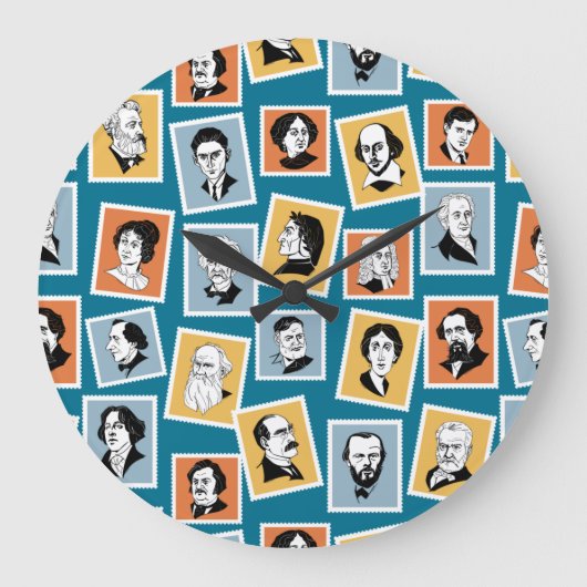 Grote schrijvers, dichters en toneelschrijvers op grote klok (Voorkant)