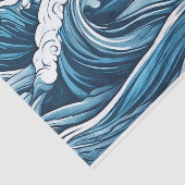 Grote schuimende blauwe oceaan, Zeeen golven Abstr Tissuepapier (Detail)