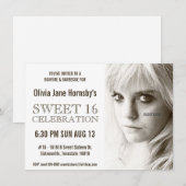 Grote Sepia Foto Sweet Sixteen Birthday Party Kaart (Voorkant / Achterkant)