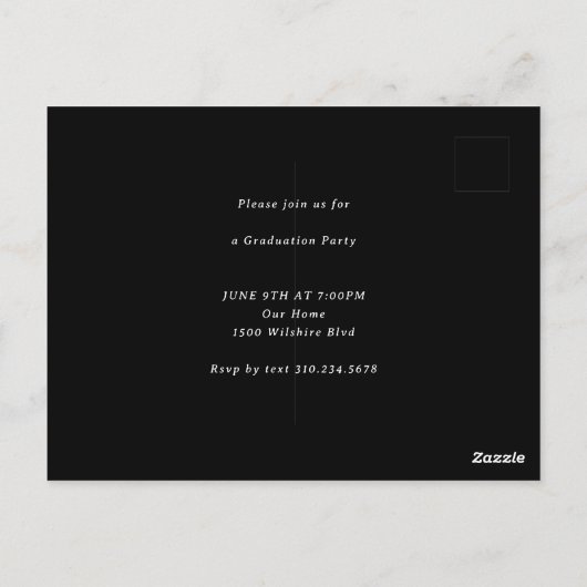 Grote Serif Naam Foto Afstuderen Uitnodiging (Achterkant)