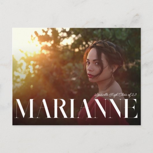 Grote Serif Naam Foto Afstuderen Uitnodiging (Voorkant)